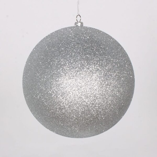 Silver Glitter Ball Christmas Ornament
