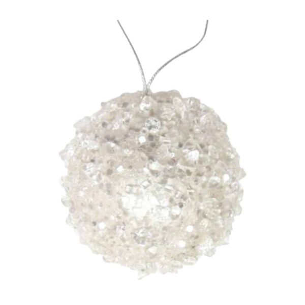 Silver and Pearl Icy Ball Ornament