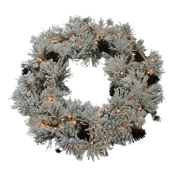 Flocked Long Needle Pine Wreath