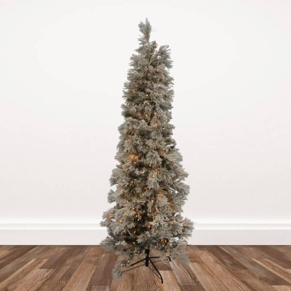 9-foot Slim Flocked Long Needle Pine Artificial Christmas Tree