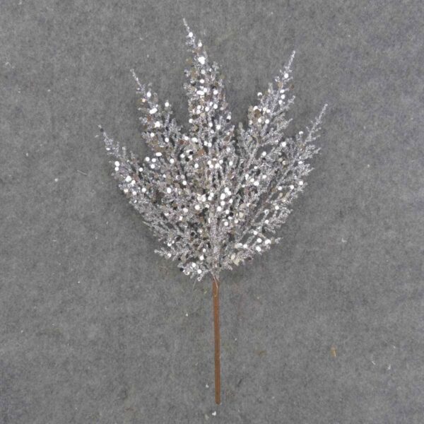 Silver and Glitter Fern Spray