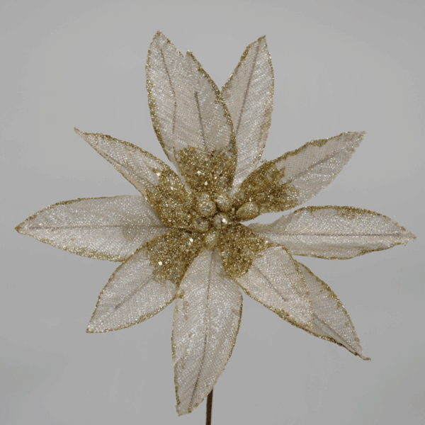 Beaded Metallic Champagne Glitter Poinsettia