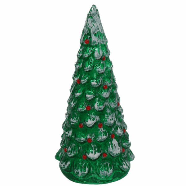 Lighted Red and Green Glass Tree