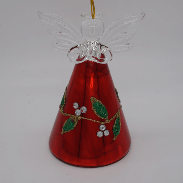 Red Holly Angel Christmas Ornament