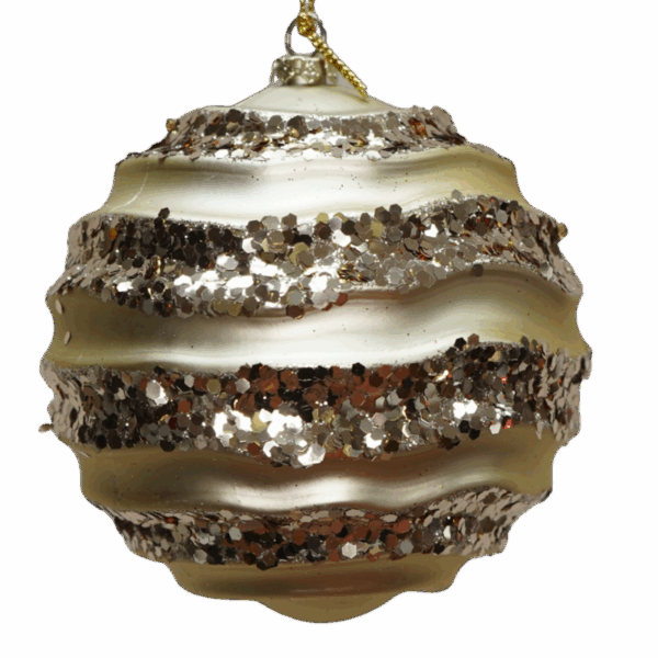 Champagne Wave Glitter Shatter Resistant Ornament