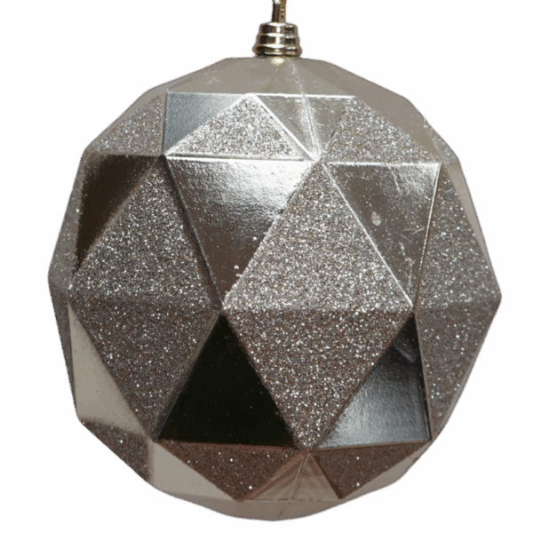 Champagne Geometric Glittered Shatter Resistant Ornament