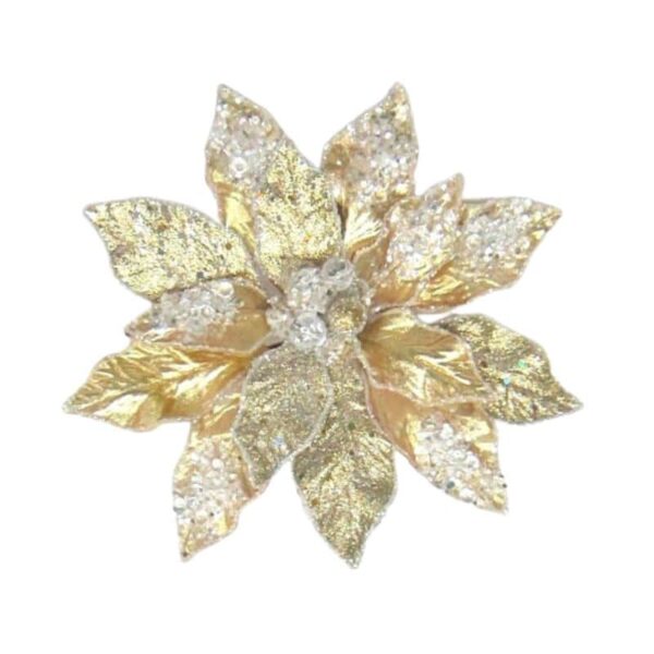 Gold Icy Clip-On Poinsettia