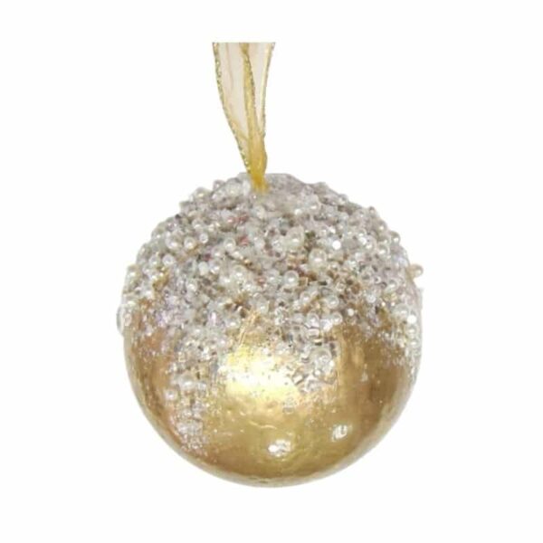 Gold Snowy Round Ornament