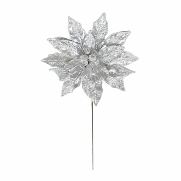 Silver Icy Poinsettia Stem