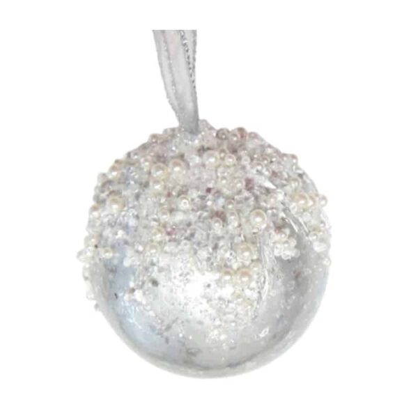Silver Snow Round Ornament