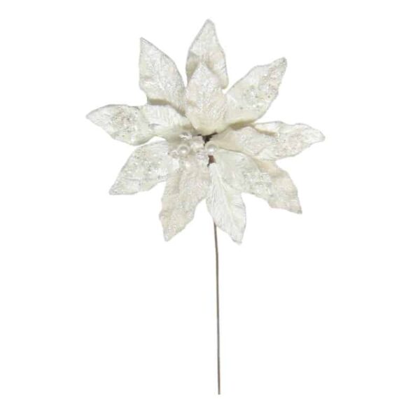 Cream Snowy Poinsettia Stem