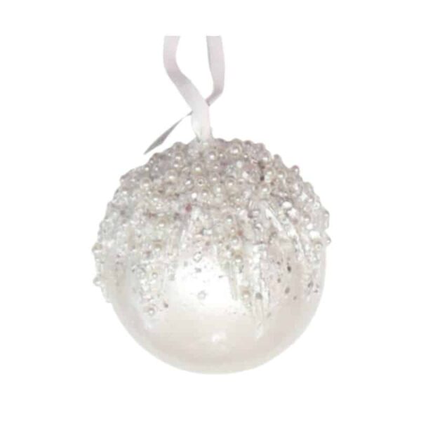 Cream Snowy Round Ornament