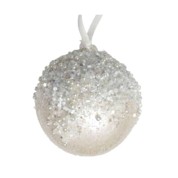 Cream Snowy Round Ornament