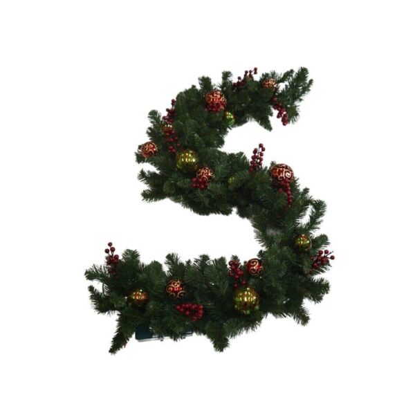 Glitzy Decorated Artificial Christmas Garland Pre-lit with Dual-Color LED Battery-operated Lights with Timer