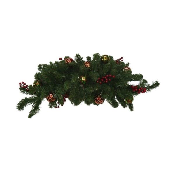 Glitzy Decorated Artificial Christmas Swag Pre-lit with Dual-Color LED Battery-operated Lights with Timer