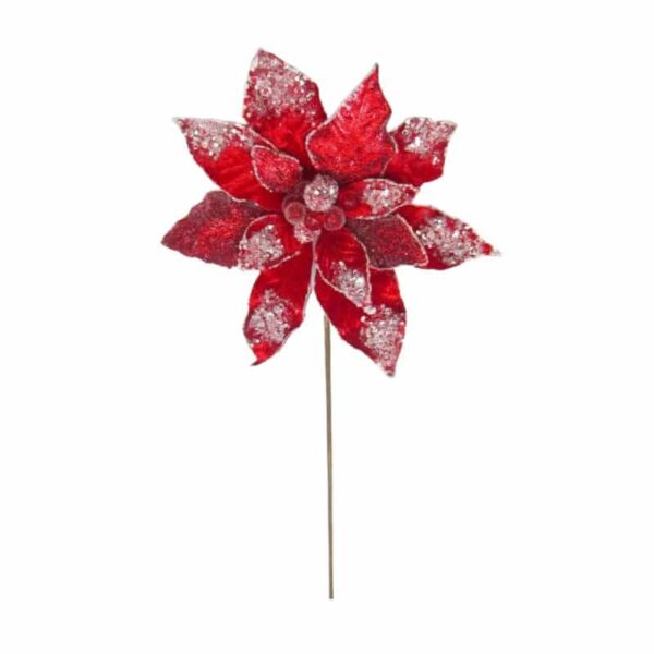 Red Icy Poinsettia Stem