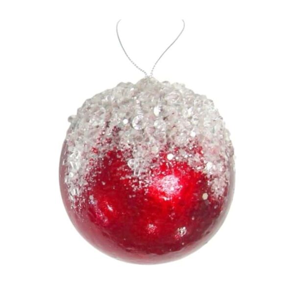 Shiny Red Icy Round Ornament