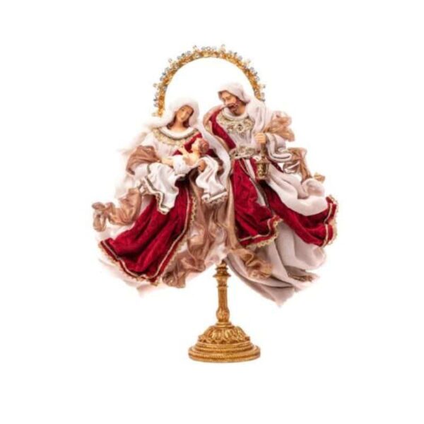 Holy Family on Resin Base Burgundy and Beige