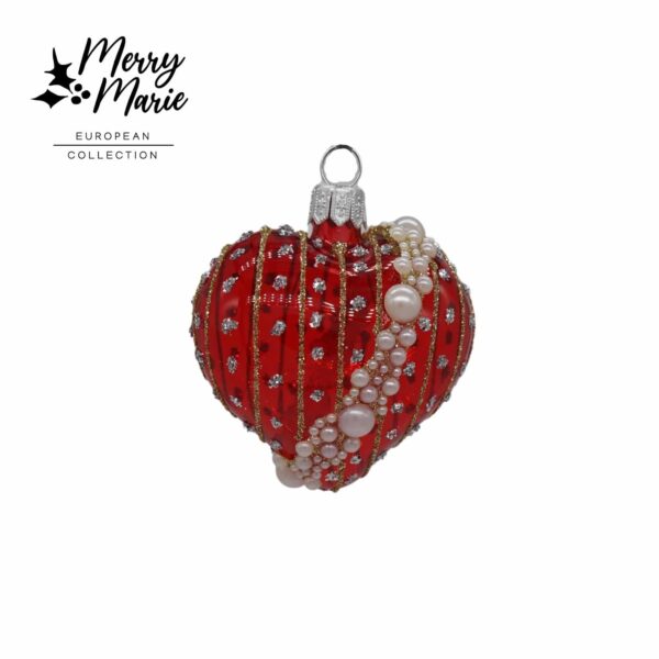 Red Heart with Pearls Glass