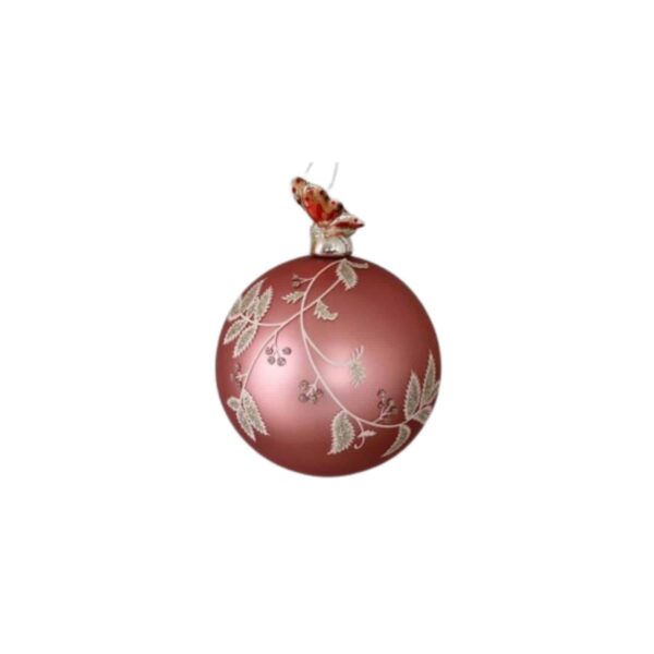 Dusty Rose Floral ornament with Porcelain Butterfly Top