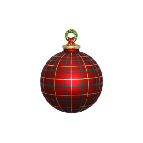 Plaid Ornament with Porcelain Wreath Top