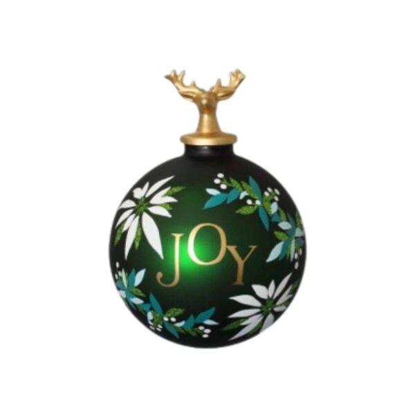 Joy Ornament with Porcelain Reindeer Top