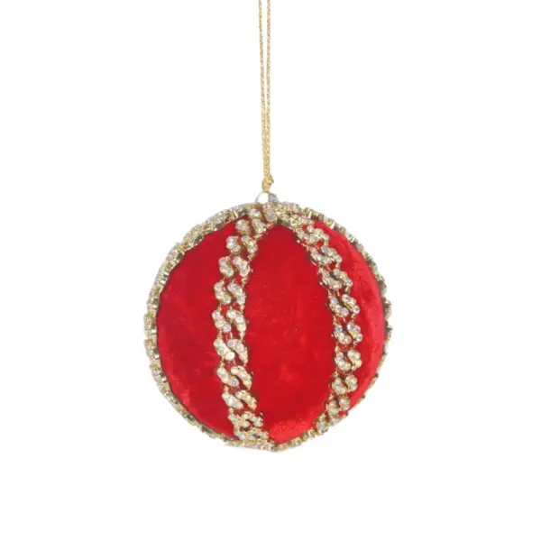 Red velvet and Crystal Lace Ornament 4"