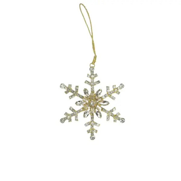 Gold Crystal Snowflake Ornament 4"