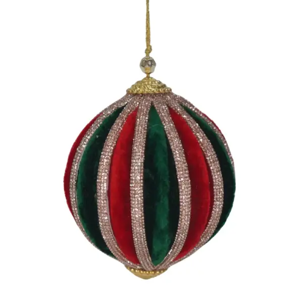 Red and Green Velvet Ornament 4"