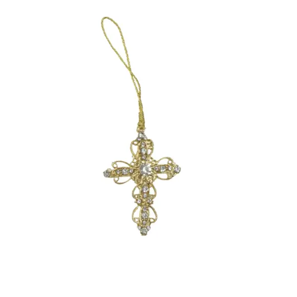 Gold Crystal Cross Ornament