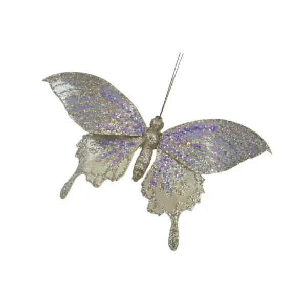 Lavendar Butterfly Clip-on Ornament 6.6 x 5.5"