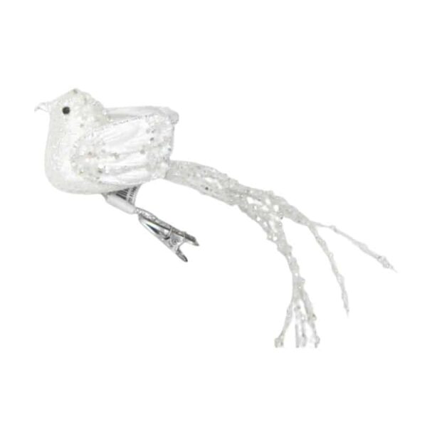 White and Glitter Bird With Tail