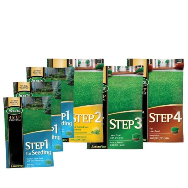 Scotts Best 4-Step Annual Lawn Care Program for Seeding covers 15,000 square feet.