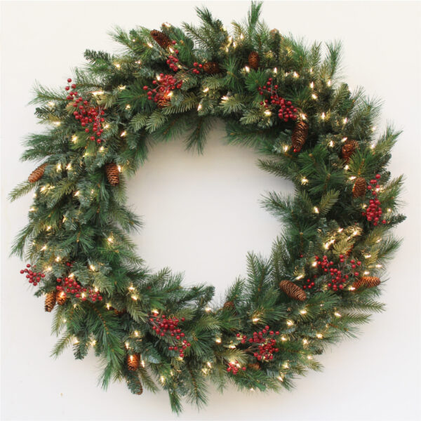 Decorated Fir Artificial Pre-lit Christmas Wreath
