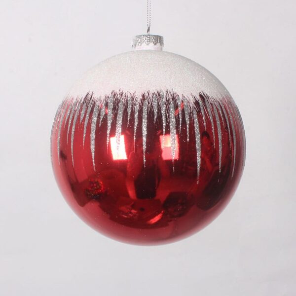Shiny Red with Snowfall Glitter Christmas Ornament