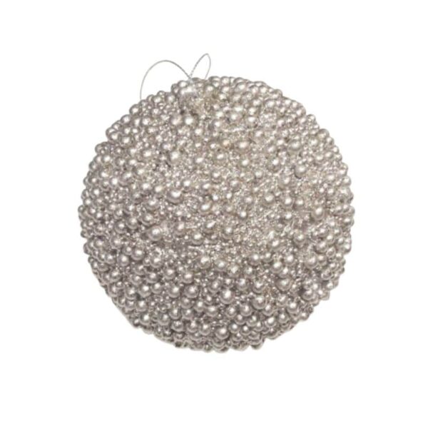 Beaded Platinum Ball Ornament