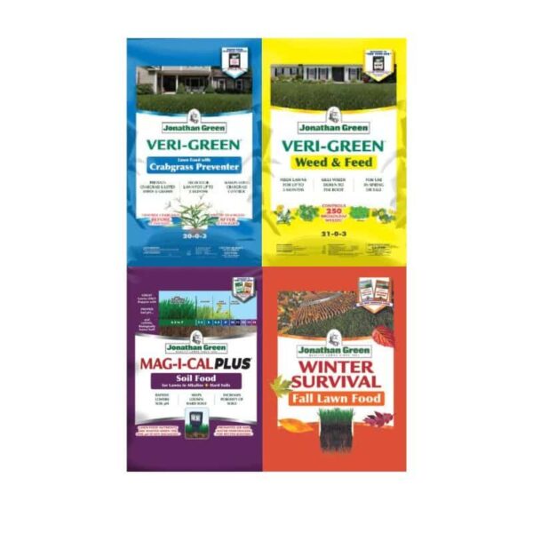 The Jonathan Green Lawn & Soil Annual Lawn Care Program covers 15,000 square feet.