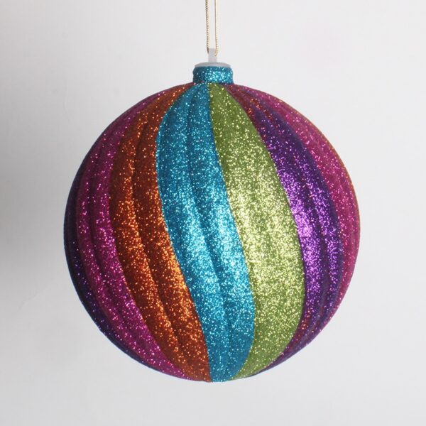 Multi-swirl Glitter Ball Christmas Ornament