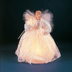 9-inch White Angel Tree Top with Clear Incandescent Lights