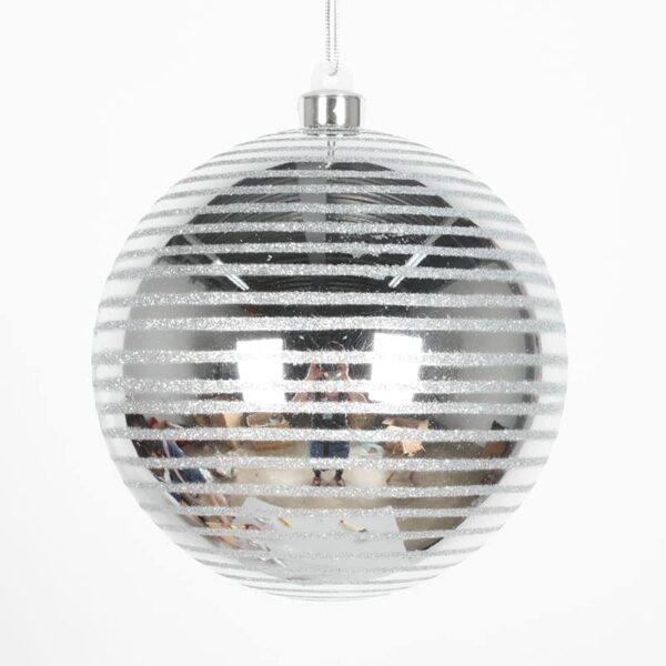 Shiny Silver with Glitter Christmas Ornament