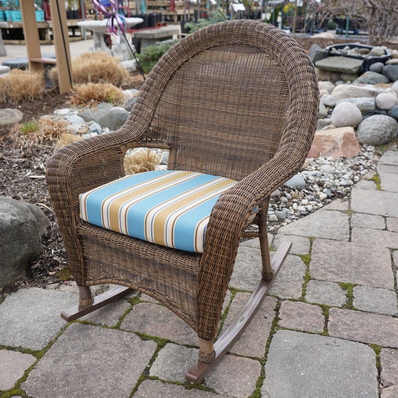 Rocking Chair in Cocoa All-weather Wicker with Huntington Mineral Fabric Cushions