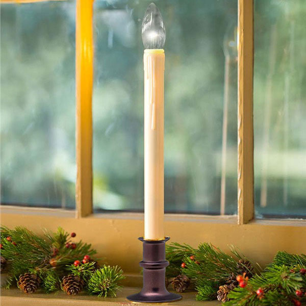 LED Antique Bronze Window Candle with Timer and Adjustable Height