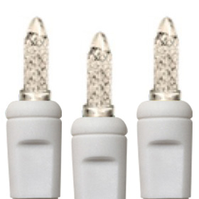 70 Icicle Light Set with LED Faceted M-5 Bulbs and White Cord