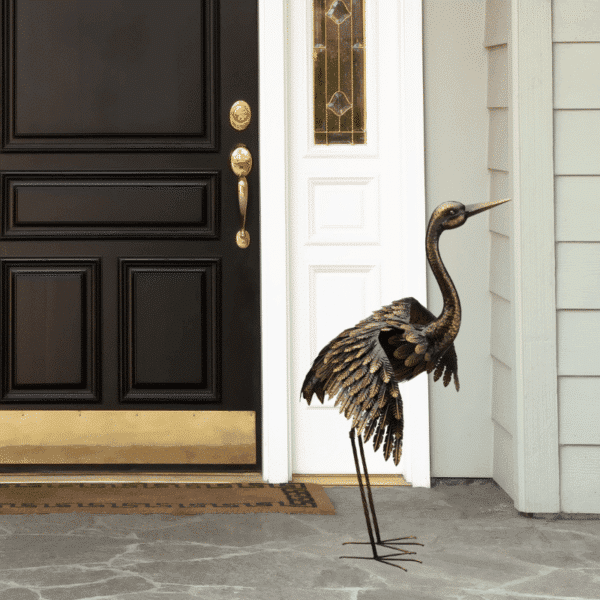 Bronze Crane with Wings Out, 41 inches tall
